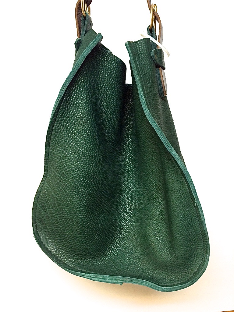 Big sling in green with dk.brown closure  13"w.x 16"h.