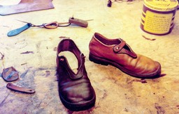 stud shoes being dyed